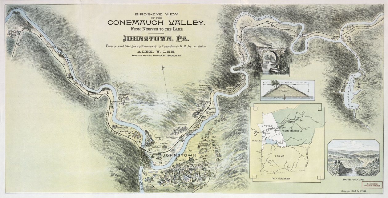 Vue aérienne de la vallée de Conemaugh de Nineveh au lac, Johnstown, Pa. : d