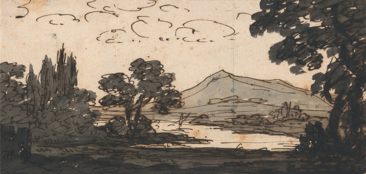 Paysage avec montagne et lac - Alexander Cozens