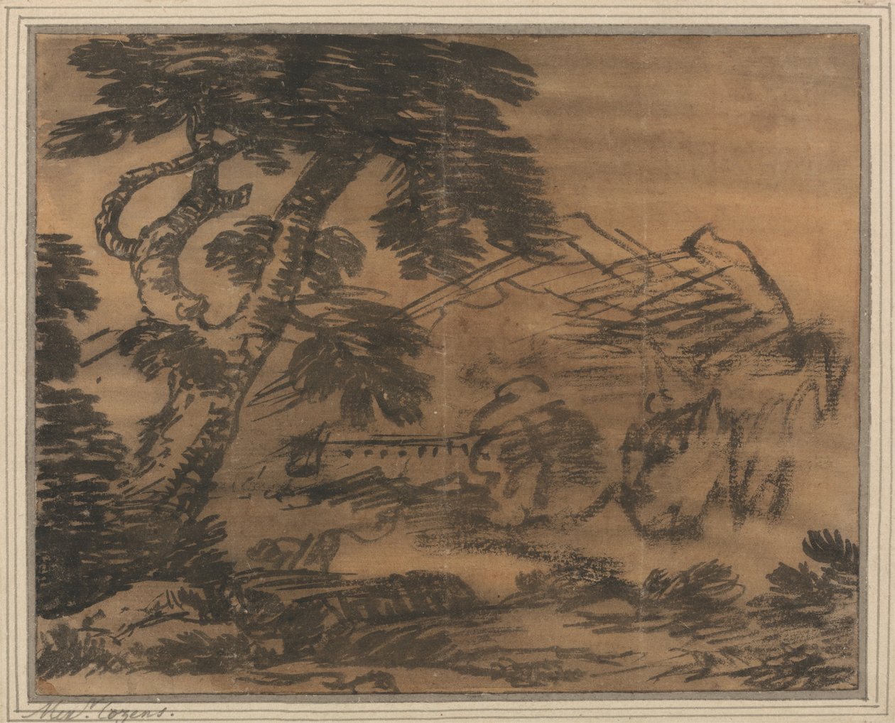 Arbre et collines lointaines - Alexander Cozens
