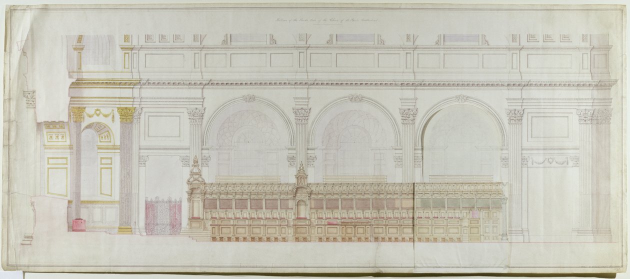Élévation du chœur de la cathédrale Saint-Paul redécoré par C.R. Cockerell (1788-1863) 1848 - Alexander Dick Gough
