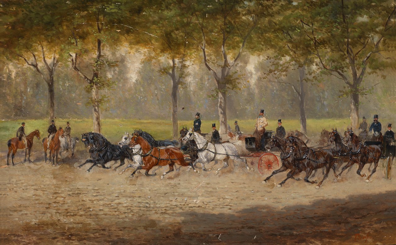 Course de calèches (au Prater de Vienne ?) - Alexander von Bensa