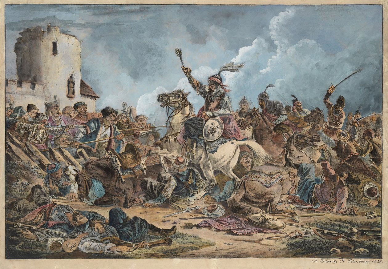 Bataille entre les Géorgiens et les tribus de montagne - Alexander Orlowski