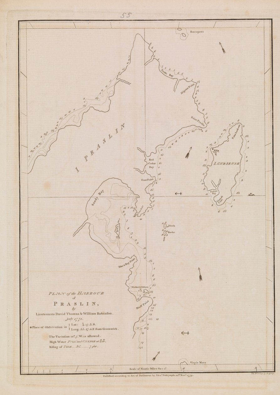 Plan du port de Praslin, fin du XVIIIe au début du XIXe siècle - Alexander Dalrymple