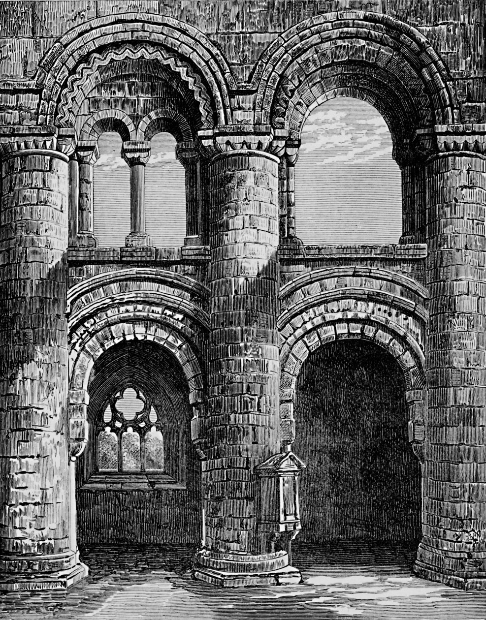 Arches normandes dans la nef, abbaye de Jedburgh, vers 1880, 1897 - Alexander Francis Lydon
