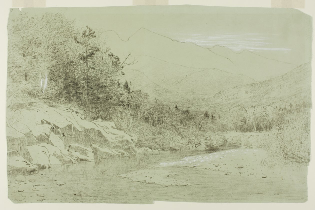 Rivière avec montagnes au loin - Alexander Helwig Wyant