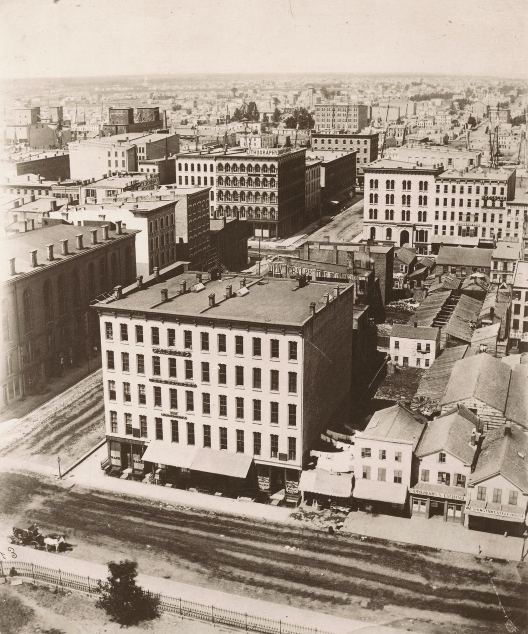 Vue nord-nord-ouest depuis la coupole du palais de justice à Chicago, 1858 - Alexander Hesler