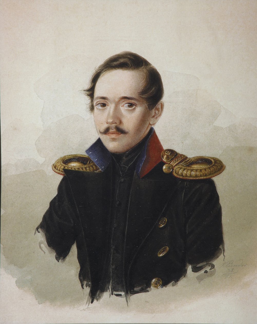 Portrait du poète Mikhaïl Lermontov 1814-1841, 1839 - Alexander Ivanovich Klünder