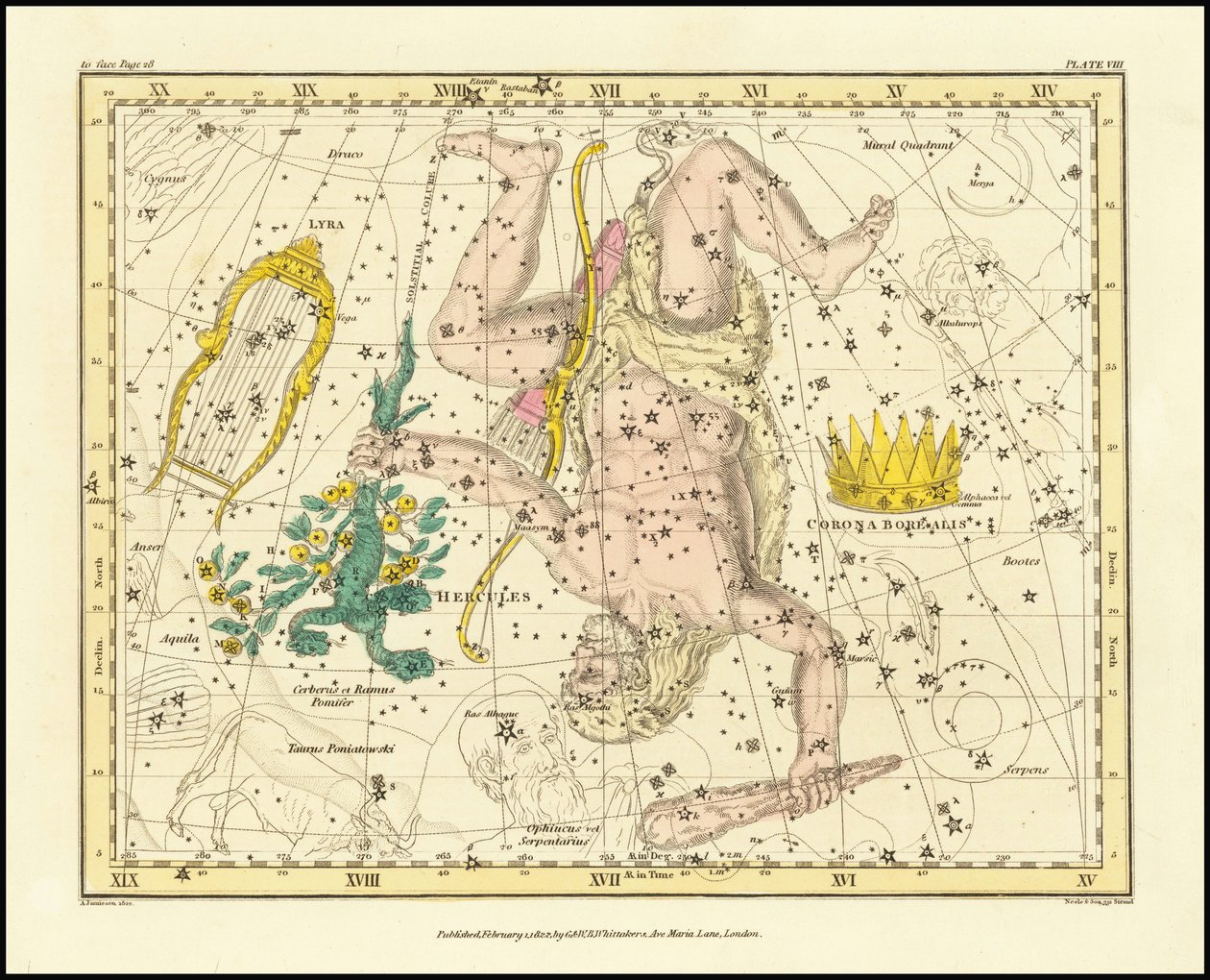 1822 - Alexander Jamieson - Corona Borealis, Hercule et Cerbère et Lyre - Alexander Jamieson