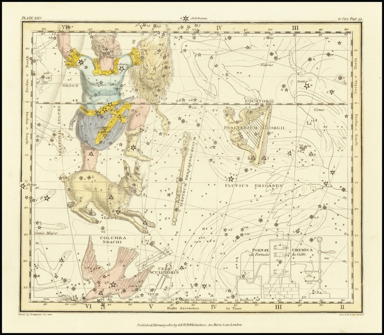 1822 - Alexander Jamieson - Orion, Psaltriem Georgii, Sceptrum Brandenburgium, Lepus et Columba Noachi - Alexander Jamieson
