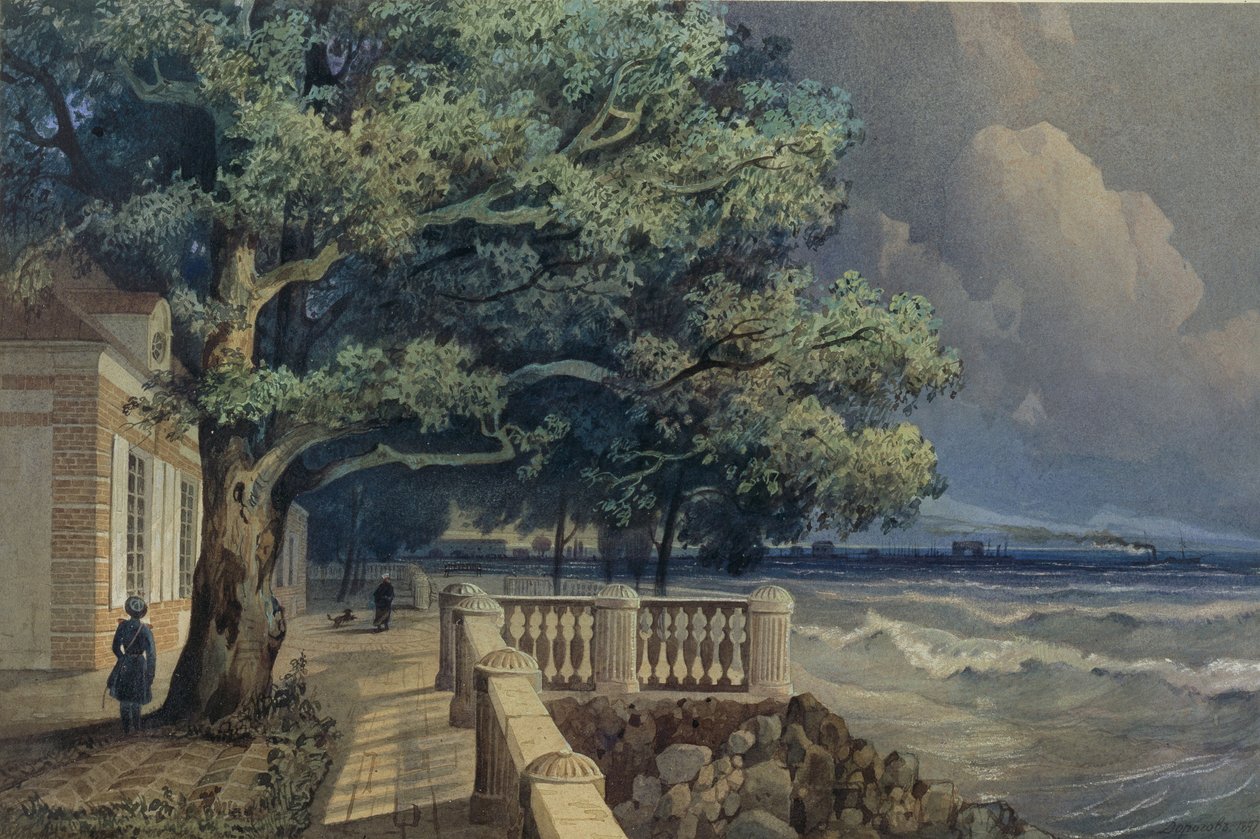 Terrasse dans le palais Monplaisir, Peterhof, 1847 - Alexander Matveyevich Dorogov