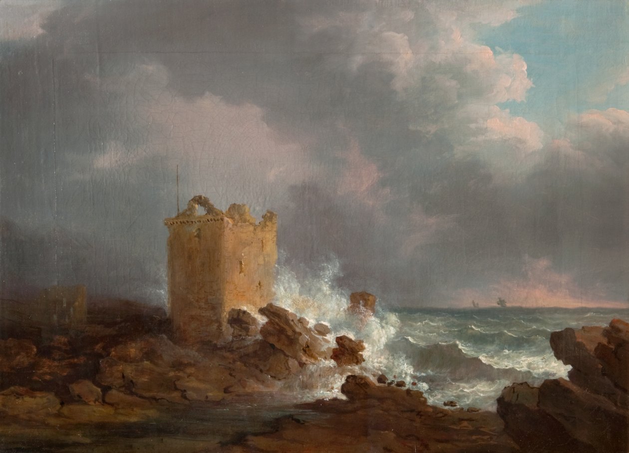 Château de Broughty pendant une tempête, c.1810 - Alexander Nasmyth