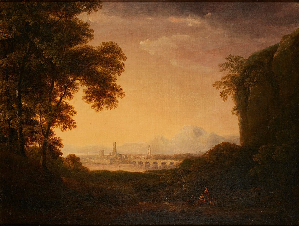 Figures dans un paysage boisé italien - Alexander Nasmyth
