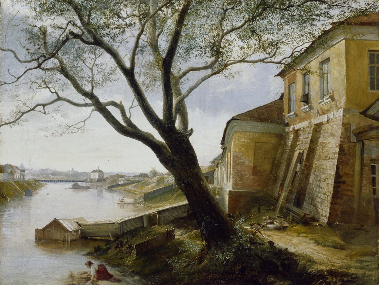 Sur la rivière Yauza à Moscou, 1860 - Alexander Pavlovich Popov