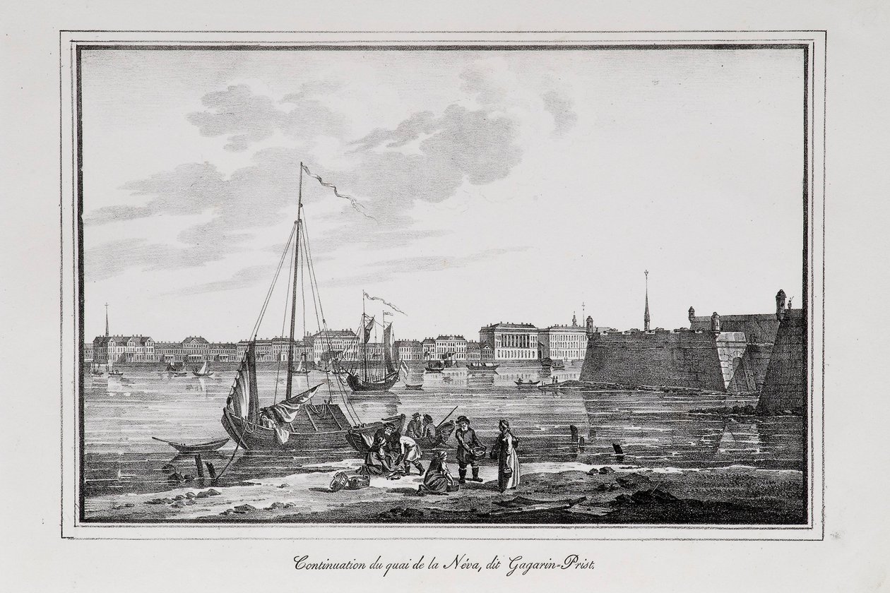 Le quai Petrovsky à Saint-Pétersbourg, le soi-disant bagarreur Gagarinsky, Série Vues de Saint-Pétersbourg - Alexander Pluchart