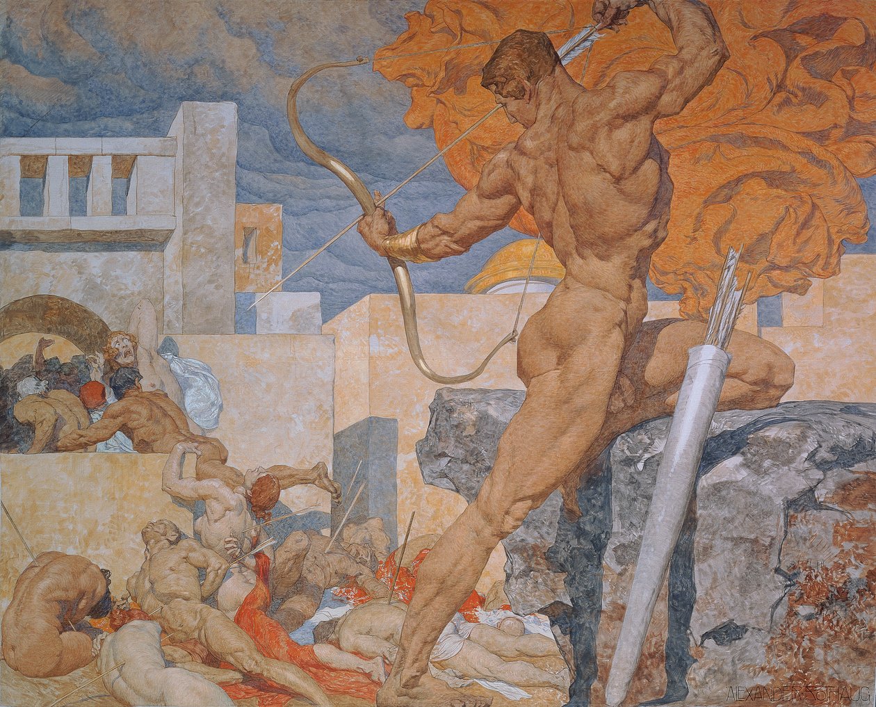 Apollon envoyant les flèches de la peste - Alexander Rothaug