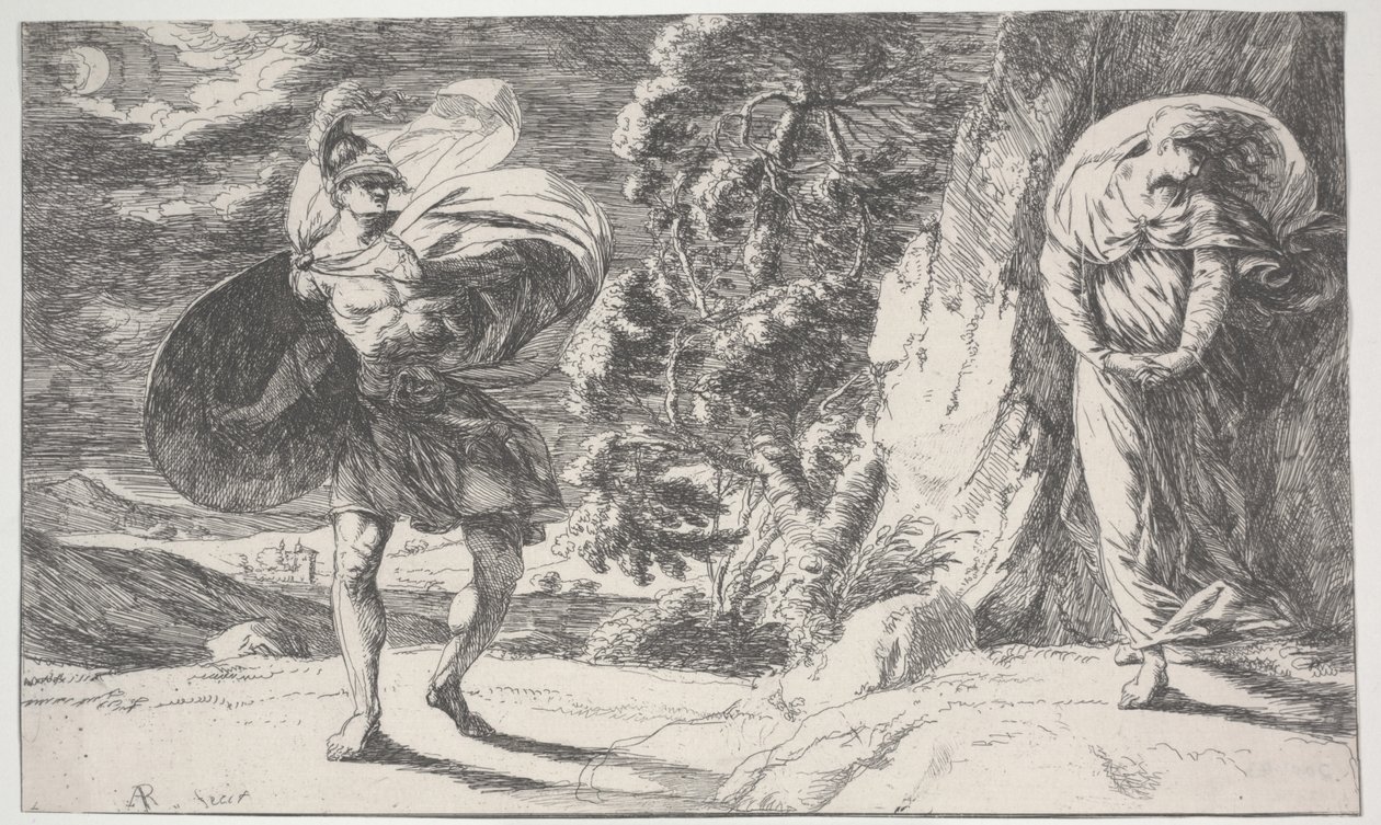 Fingal rencontre Carbon Carglass, première impression vers 1773 (eau-forte) - Alexander Runciman