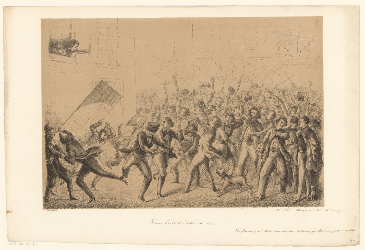 Étudiants fêtant leur idole Franz Liszt à Leiden en 184* (Uit het verleden) - Alexander Ver Huell (signed by artist)