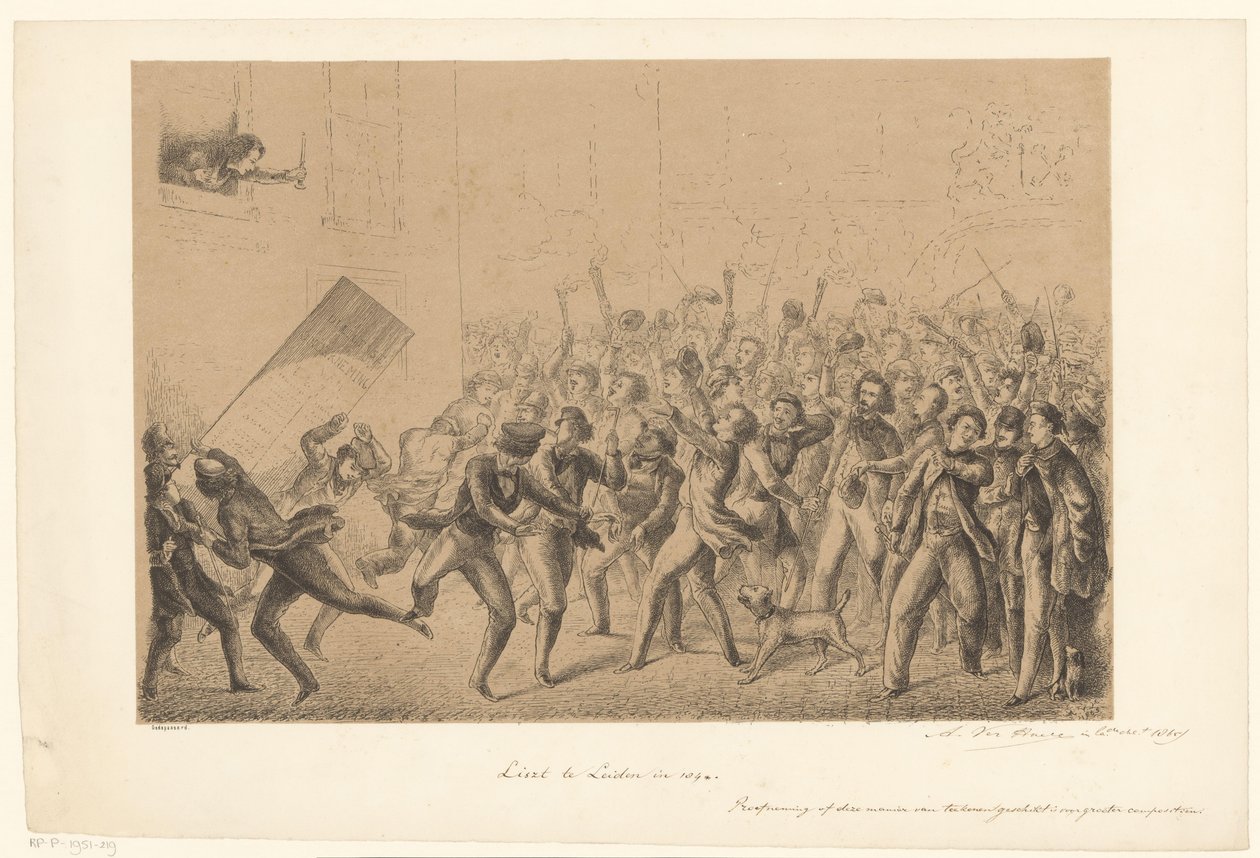 Étudiants fêtards saluant leur idole Franz Liszt - Alexander Ver Huell (signed by artist)