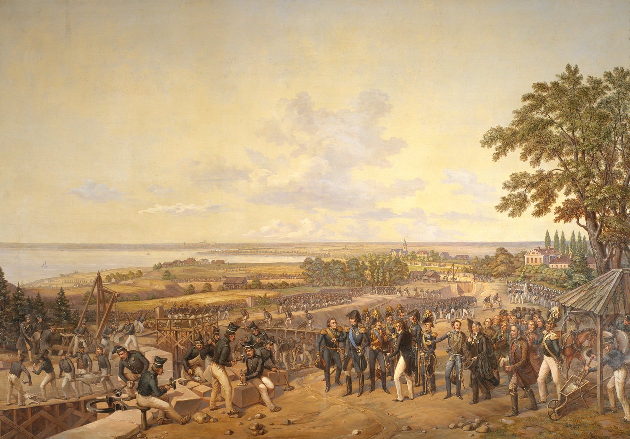 Le roi Carl XIV Johan (1763-1844) de Suède visitant les écluses du canal à Berg en 1819 - Alexander Wetterling