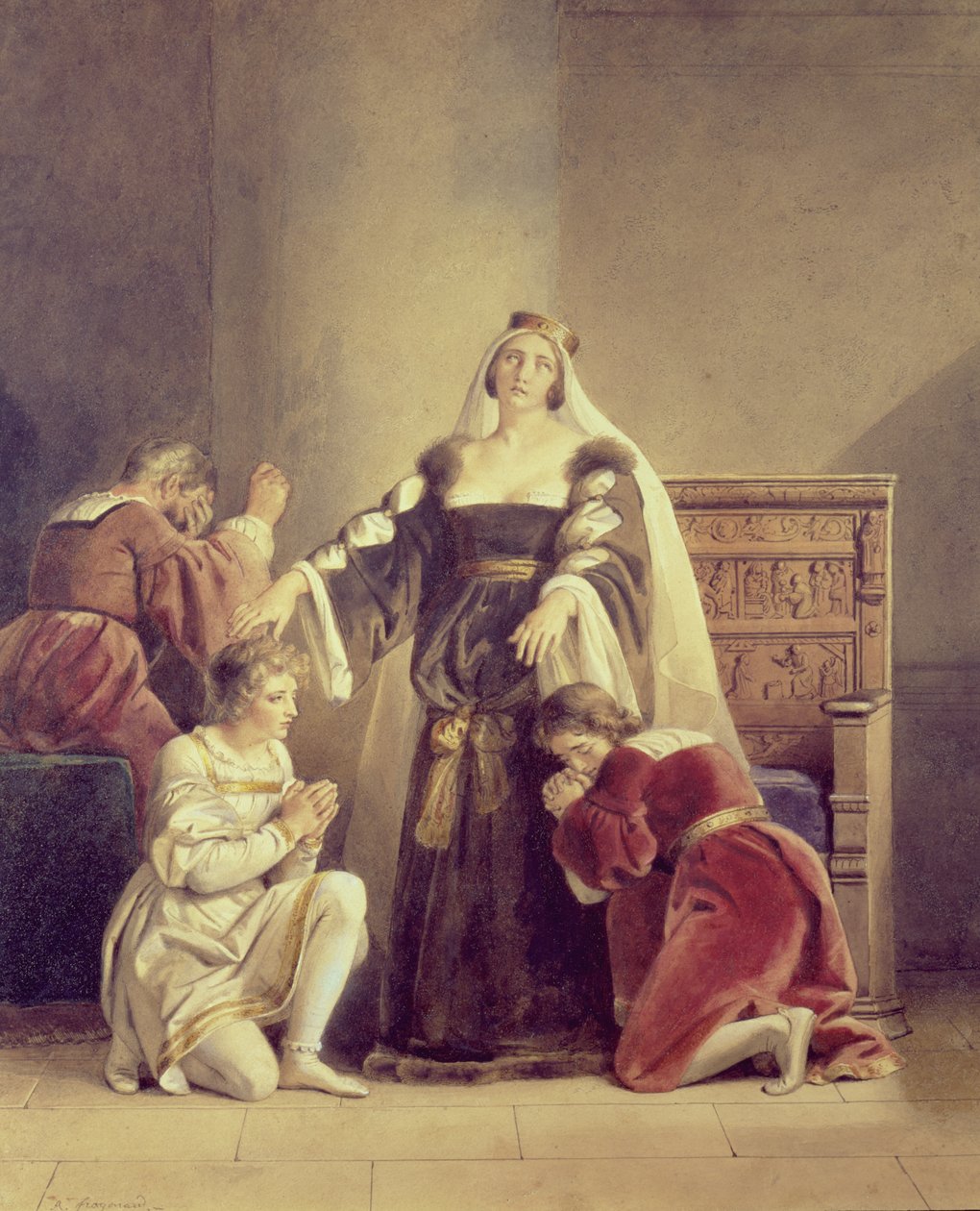 La reine Élisabeth faisant ses adieux à ses fils, 19ème siècle - Alexandre Evariste Fragonard