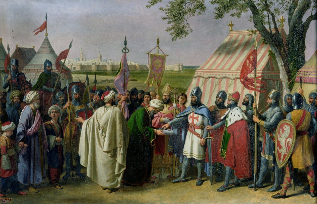 Le comte de Tripoli acceptant la reddition de la ville de Tyr en 1124, 1840 - Alexandre Francois Caminade