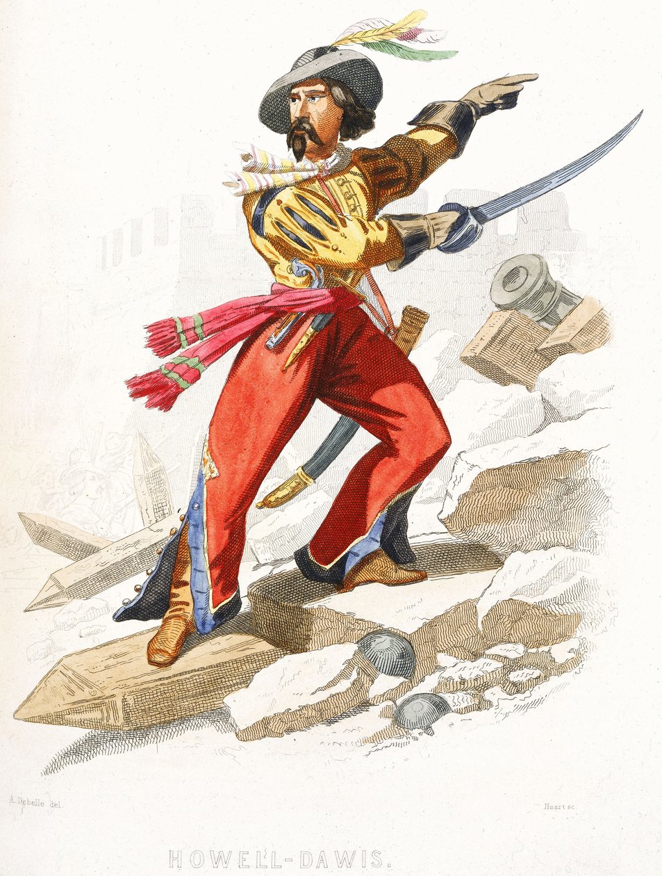 Le pirate gallois Howell Davis, milieu du 19e siècle - Alexandre (after) Debelle
