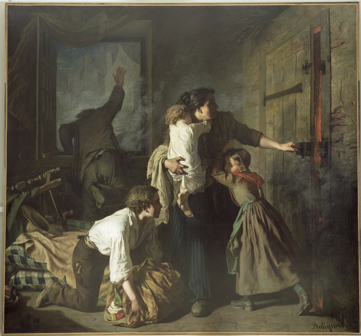 L'incendie, 1850 | Alexandre Antigna | Estampe d'art