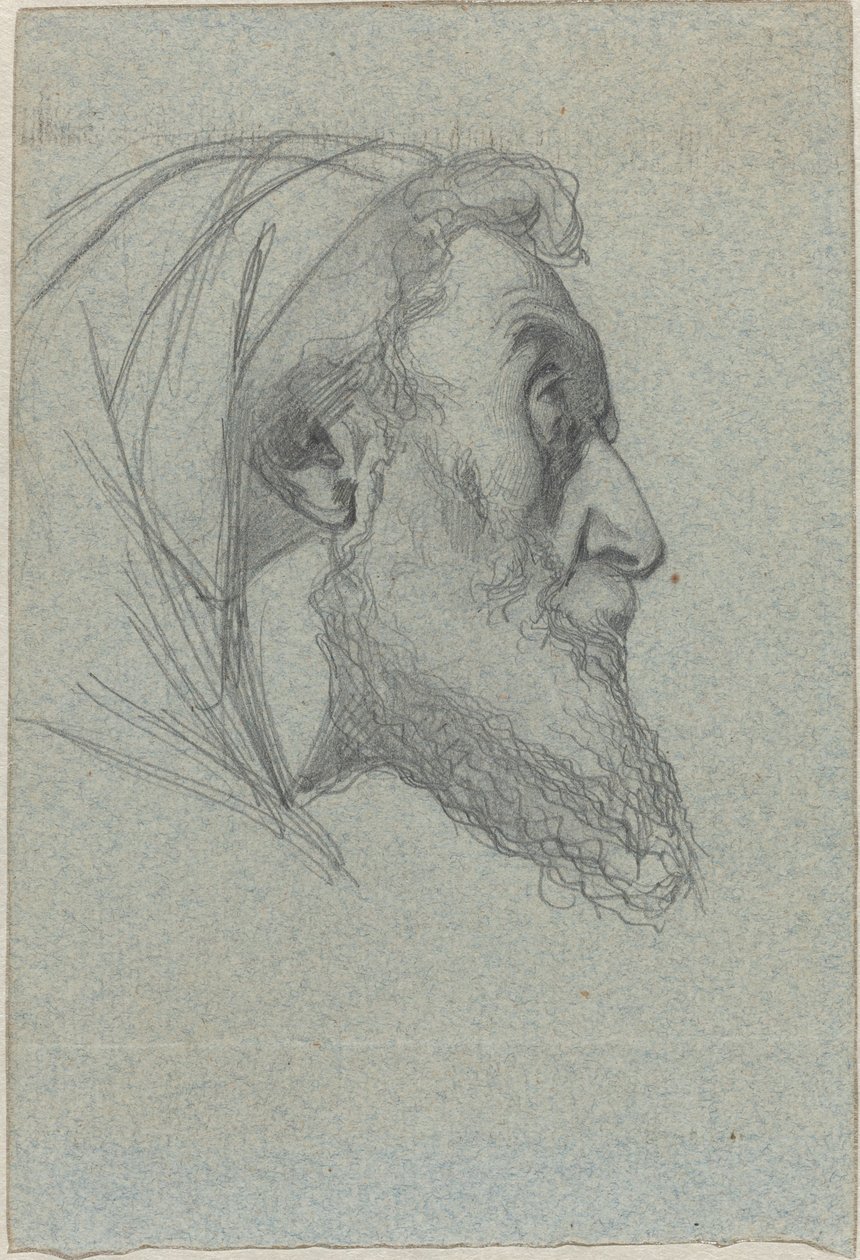 Homme barbu de profil (recto) / Femme regardant en haut (verso) - Alexandre Bida