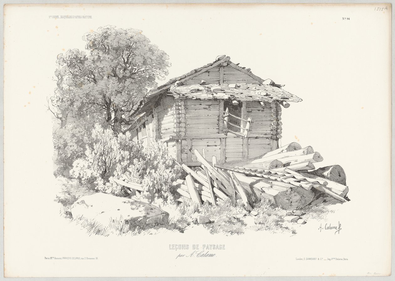 Cabane en rondins avec des troncs d