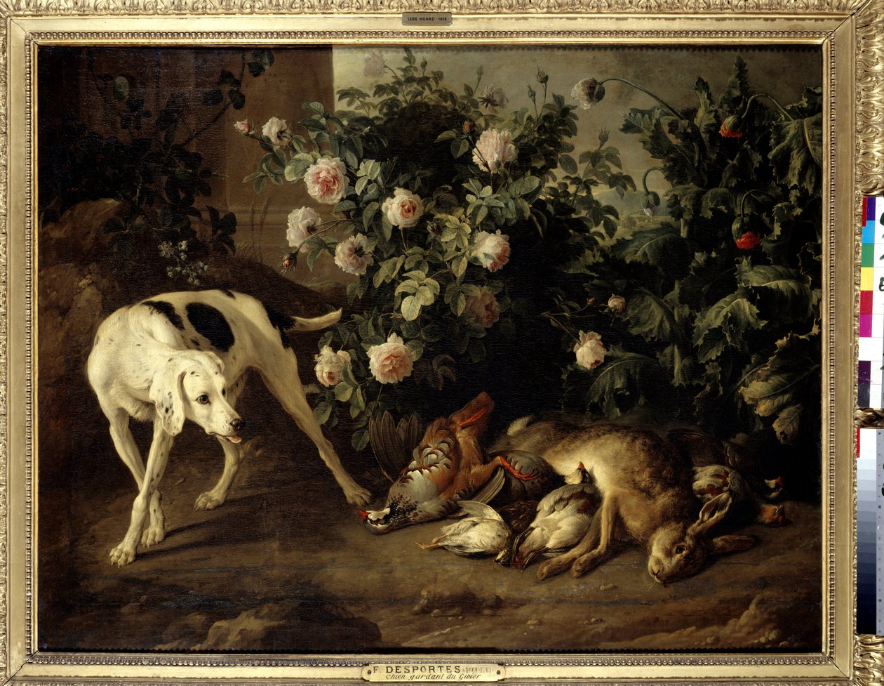 Chien gardant du gibier près d