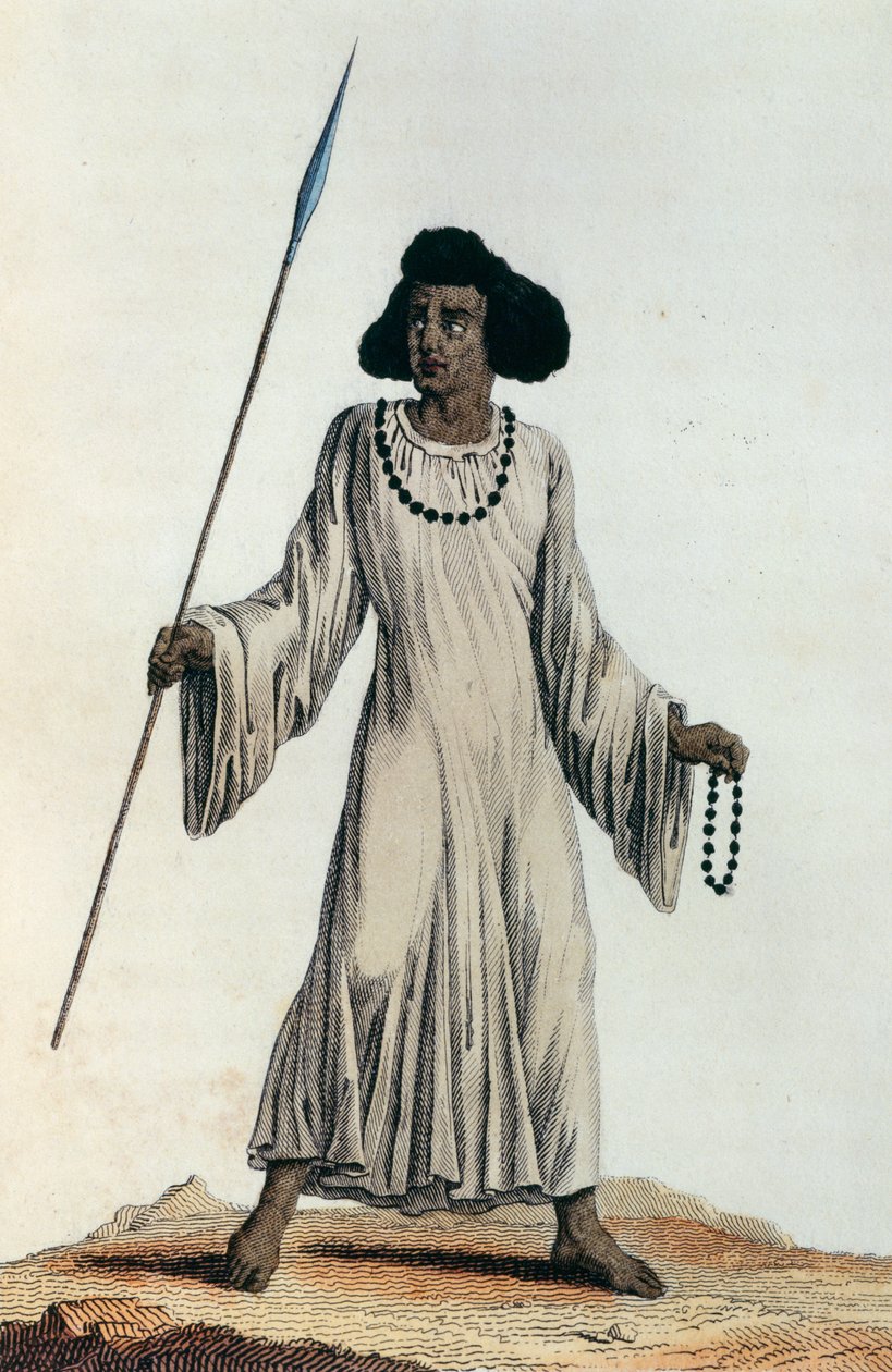 Autochtone de la région du Haut-Nil en tenue typique, impression en couleur - Nicolas Toussaint Charlet