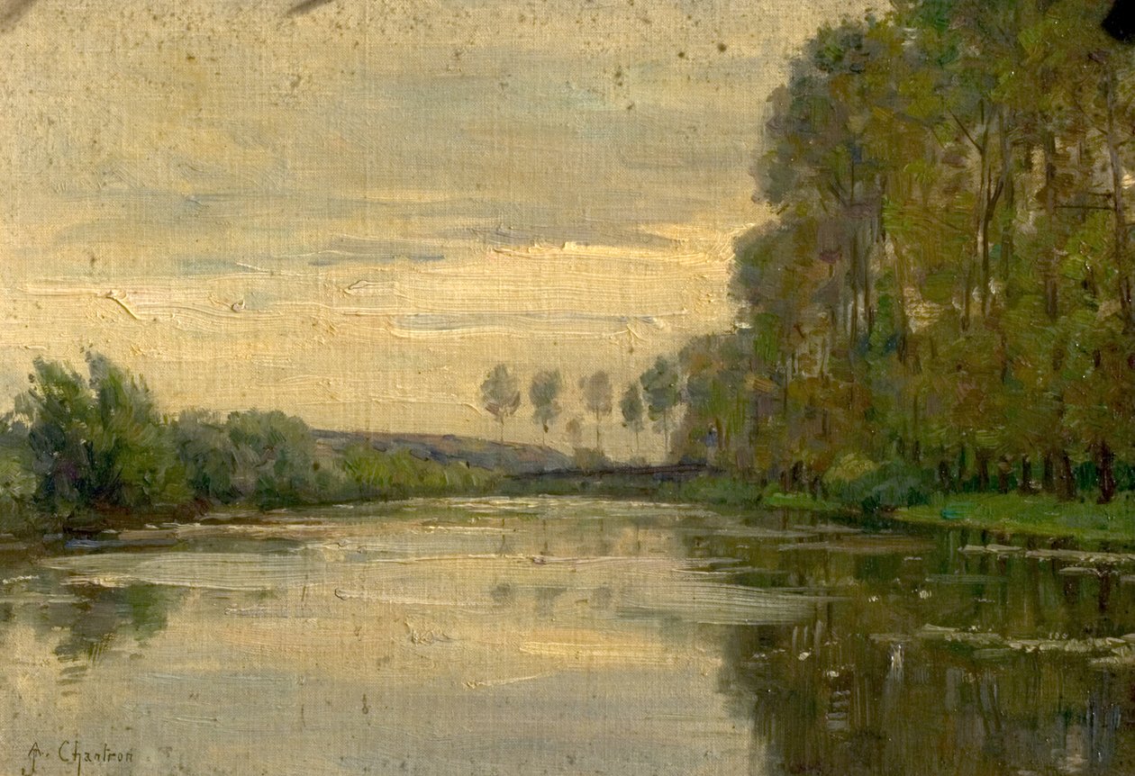 Scène de rivière, la Basse-Loire, France - Alexandre Jacques Chantron