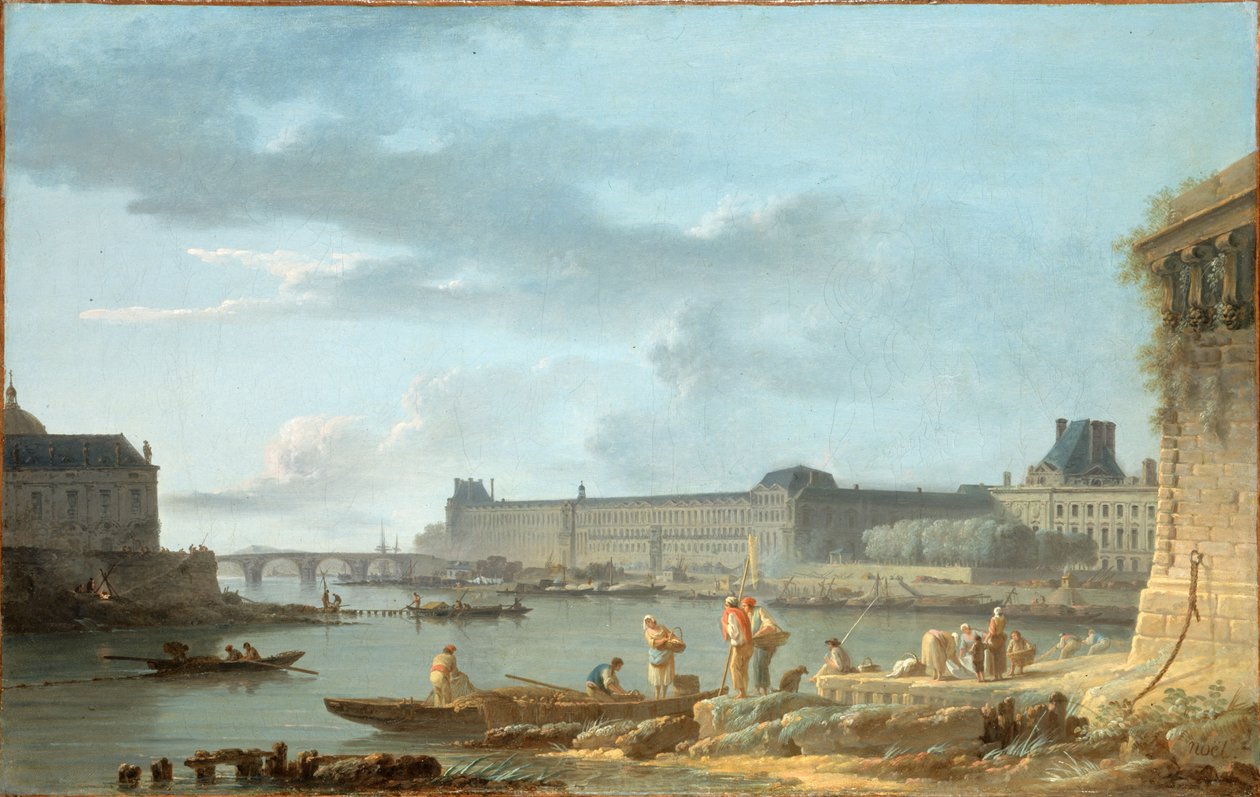 Le Louvre et le Pont Royal, vus du Pont-Neuf, vers 1780 - Alexandre Jean Noel