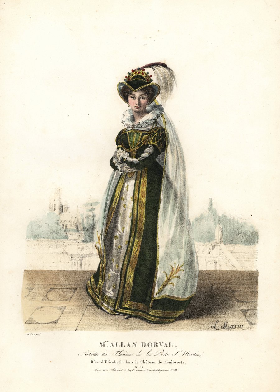 Marie Dorval ou Madame Allan Dorval en Reine Élisabeth dans Le Château de Kenilworth de Jean-Baptiste Blache et Henri Lemaire, Théâtre de la Porte St. Martin - Alexandre Marie Colin