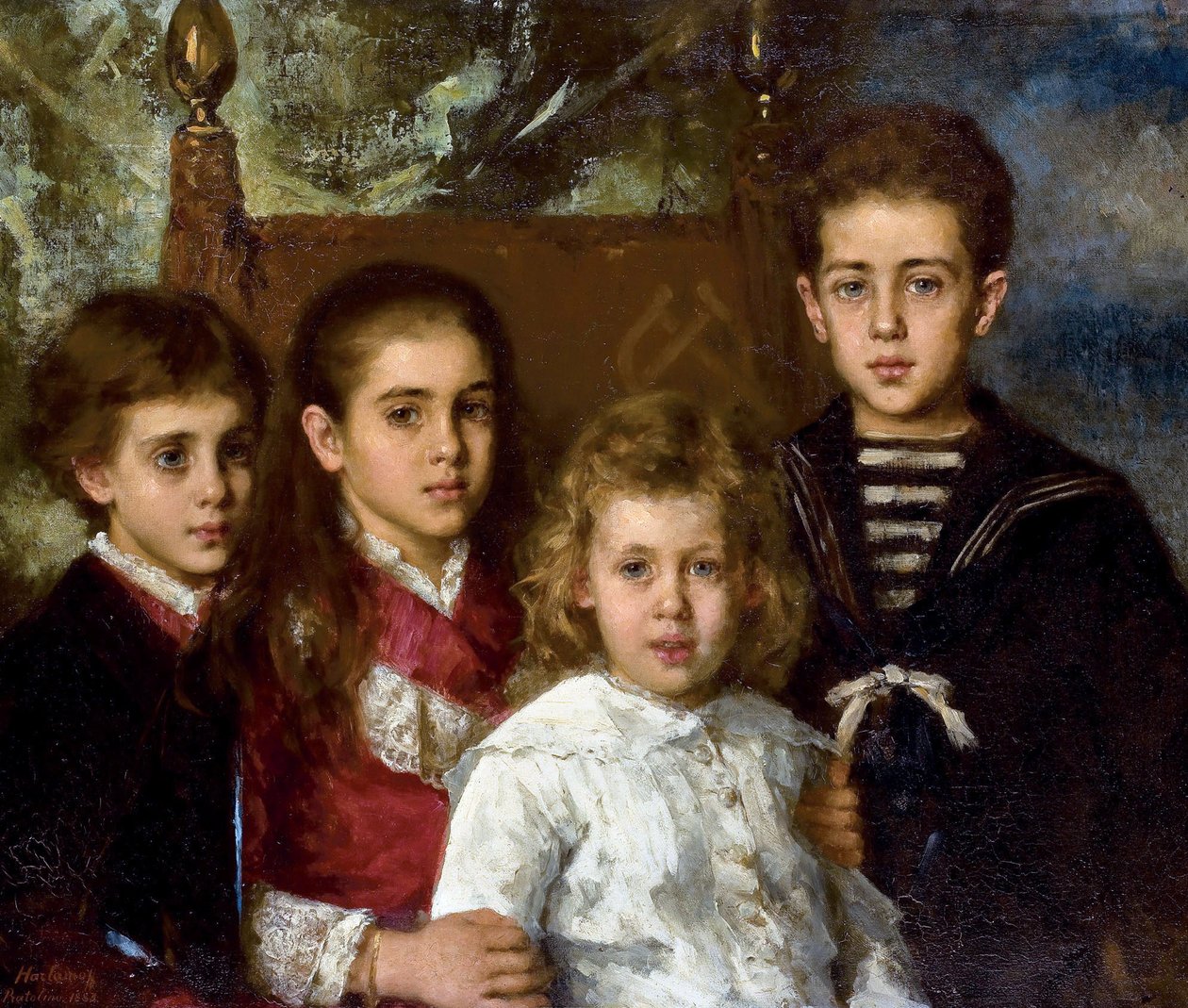 Portrait des enfants de Paul Pavlovich Demidoff, 2e prince de San Donato : Aurore, Anatol, Maria et Pavel - Alexei Alexevich Harlamoff