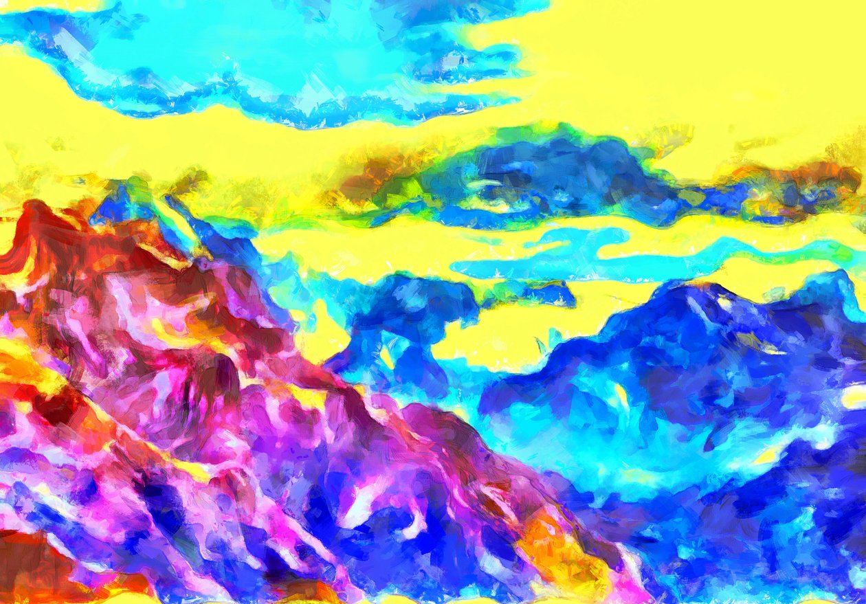 Montagnes comme des vagues gelées,2020,(mixed media) - Alexei Makhov