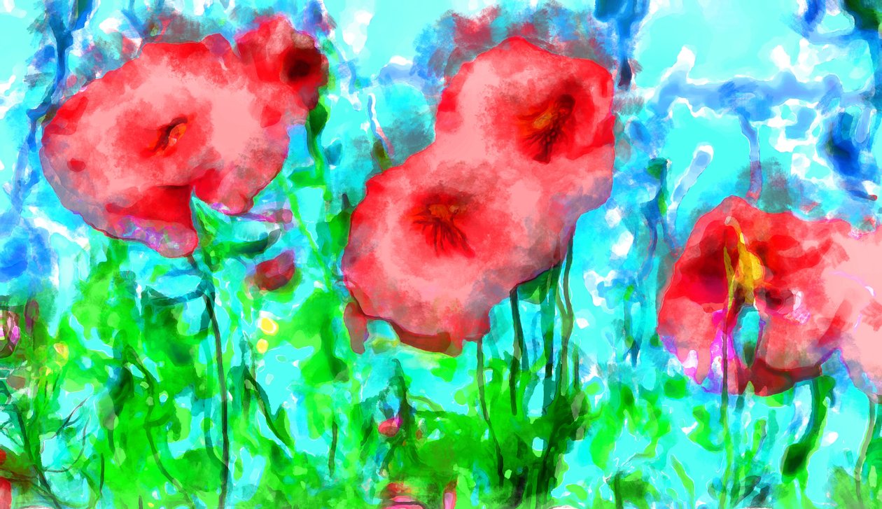 Coquelicots et nuages,2020,(mixed media) - Alexei Makhov