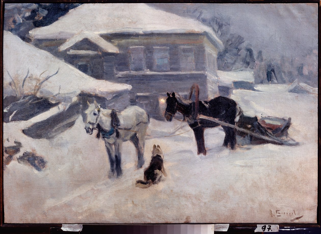 Une auberge de campagne. Peinture d