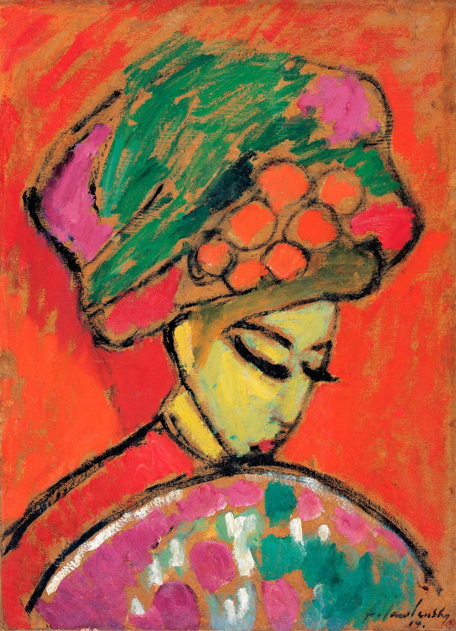 Jeune fille avec un chapeau à fleurs - Alexej von Jawlensky