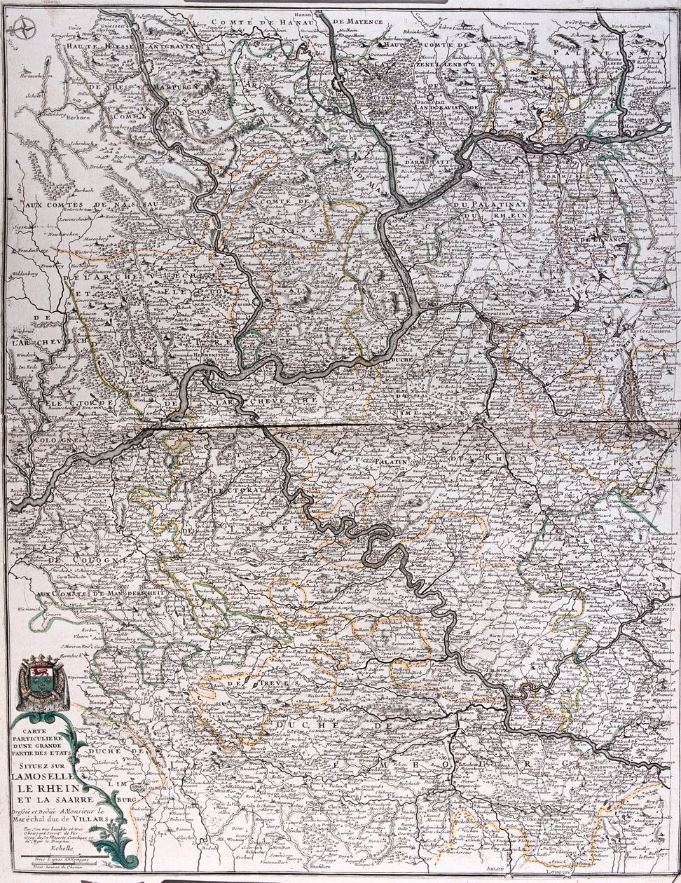 Les états sur la rivière de la Moselle, du Reno et de la Sarre, Allemagne - par A - Alexis Hubert Jaillot