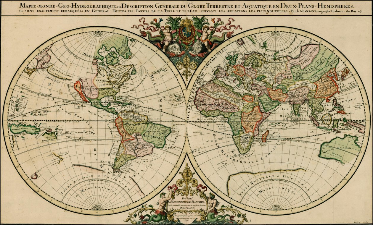 Carte du monde de 1691 par Alexis-Hubert Jaillot - Alexis Hubert Jaillot