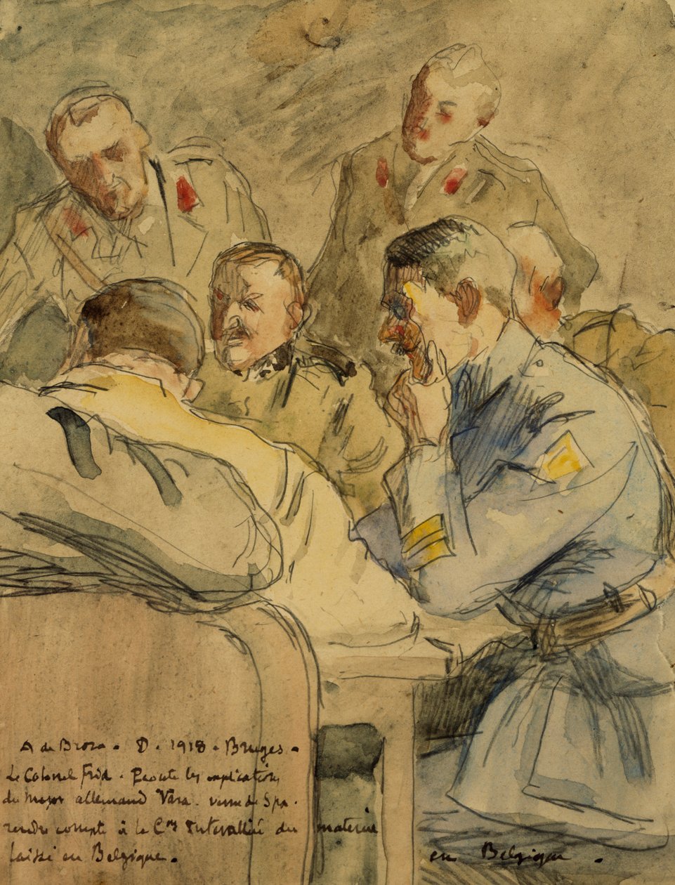 Colonel Frid écoutant le major allemand Vara - Alexis de Broca