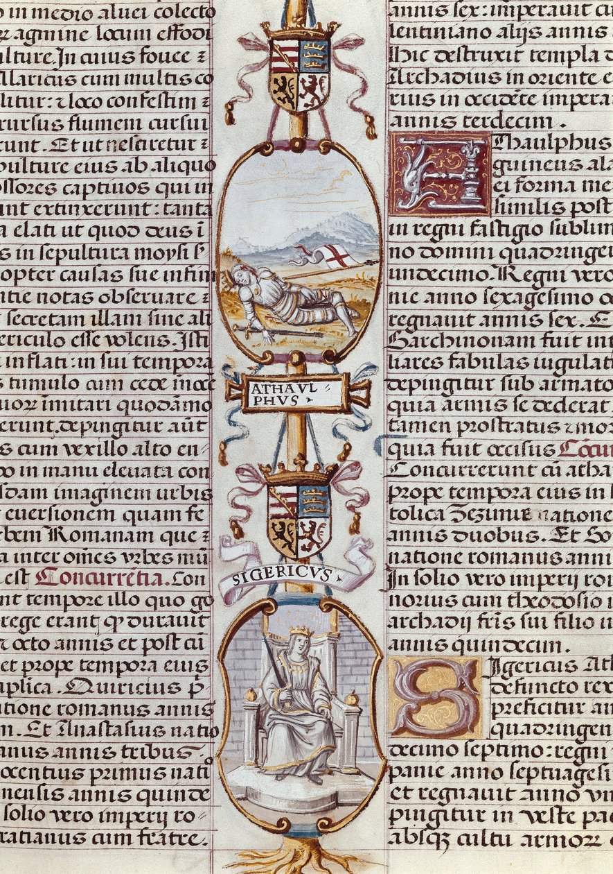 Représentation des rois wisigoths Athaulf et Sigeric, de "Genealogía de los reyes de España" par Alonso de Cartagena - Alfonso de Cartagena