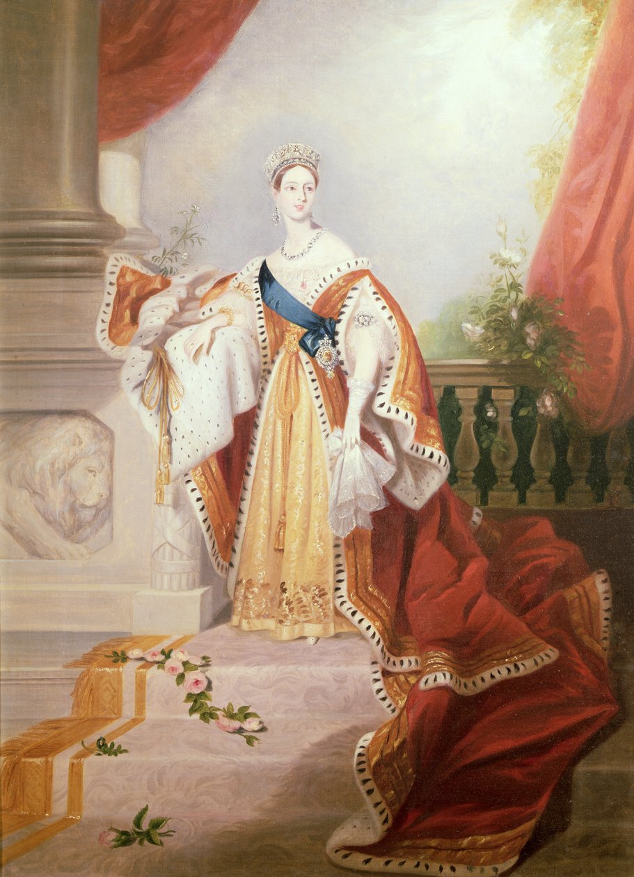 Portrait de la reine Victoria en robes de couronnement - Alfred Edward Chalon