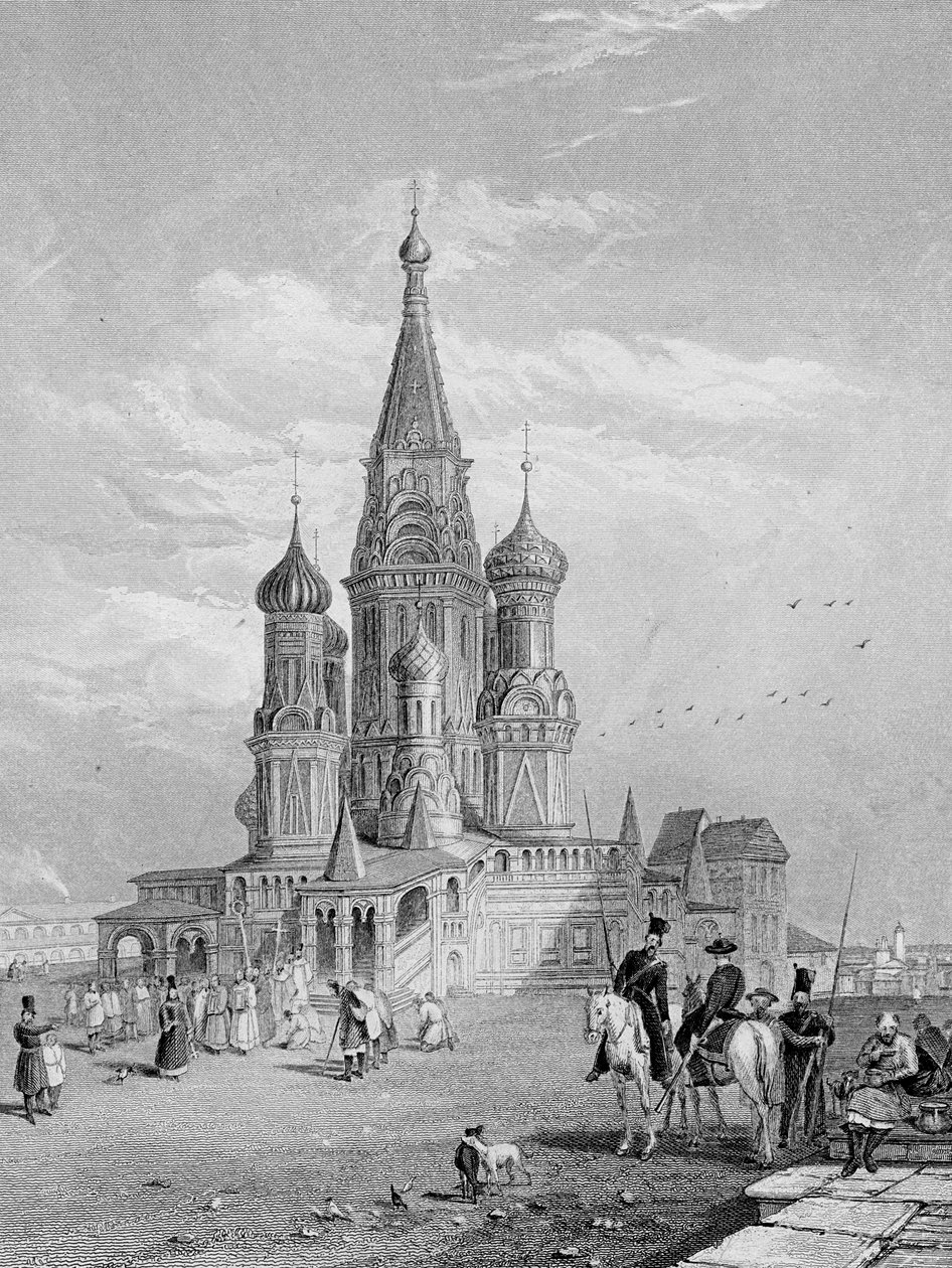 Cathédrale Saint-Basile, Moscou, gravée par Turnbull, 1835 - Alfred Gomersal Vickers