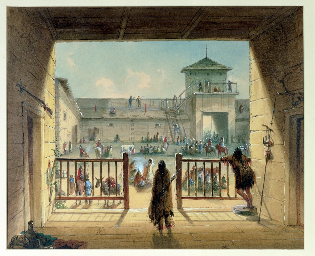 Intérieur de Fort Laramie, 1858-60 - Alfred Jacob Miller