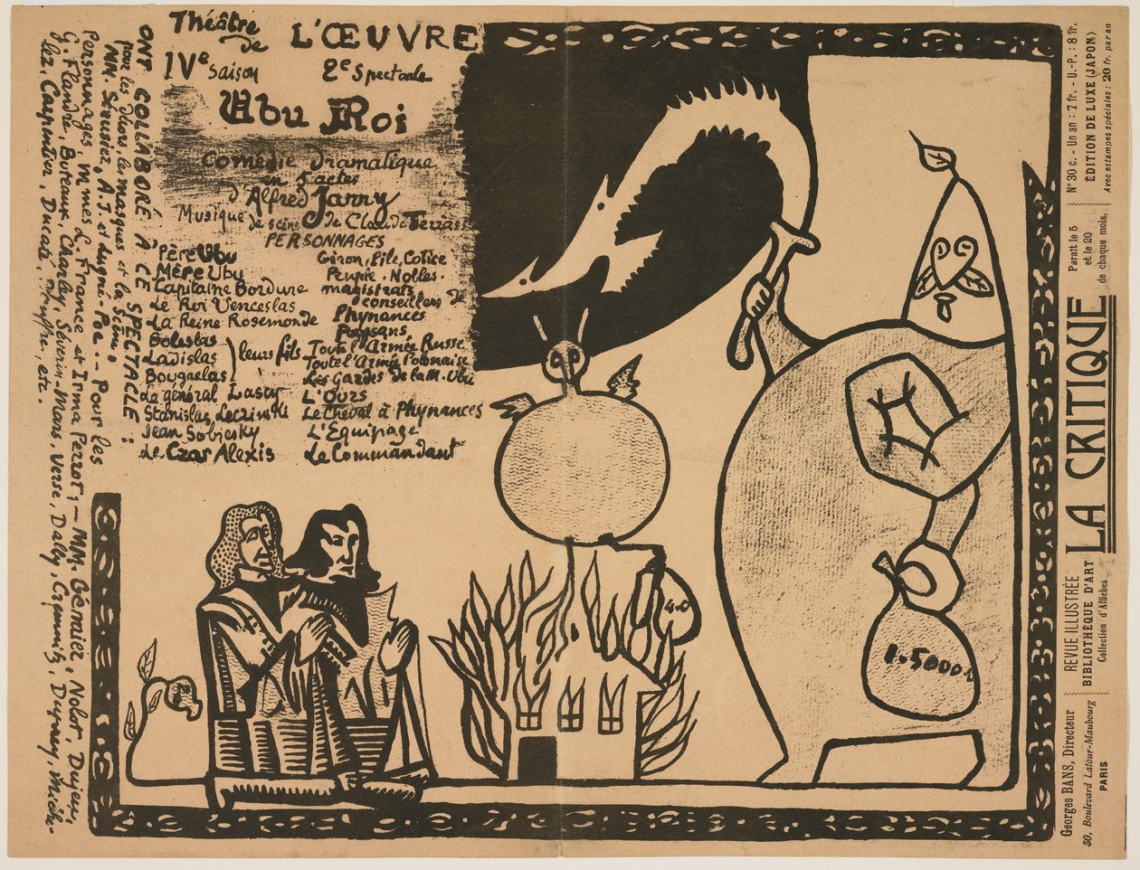 Programme pour Ubu Roi, 1896 - Alfred Jarry