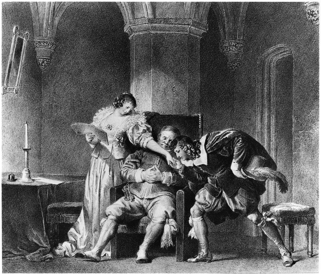 Rosine, Bartholo, Comte Almaviva, illustration de 