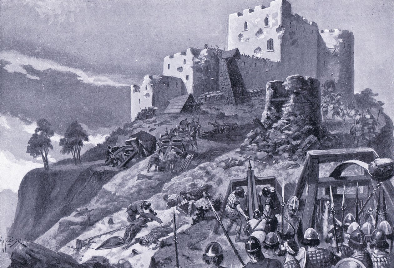 Attaque des Gallois sur le château de Montgomery en 1095, années 1920 - Alfred Pearse