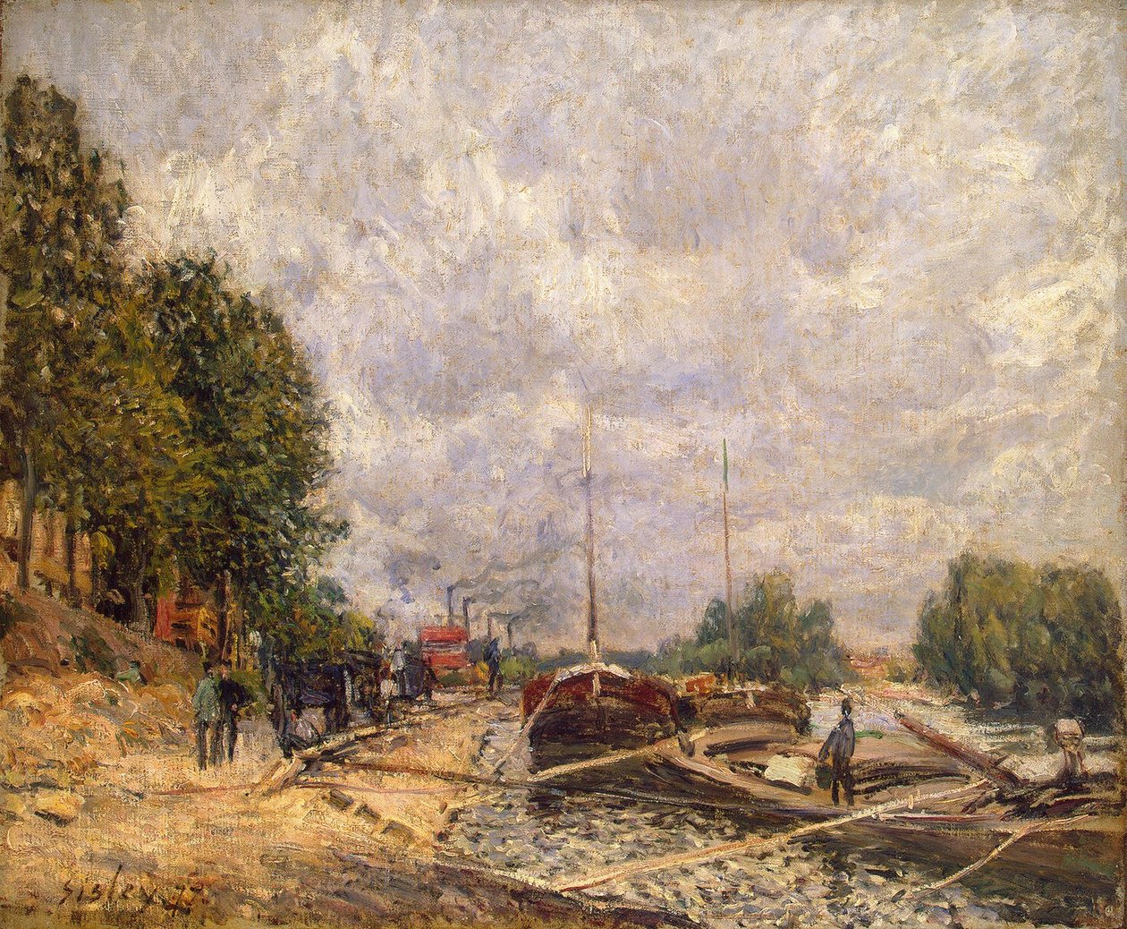 Péniches à Billancourt - Alfred Sisley